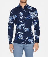 NAVY WEXFORD SLIM STRETCH FLORAL SHIRT