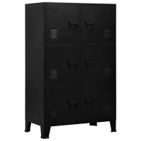 Filing Cabinet With 6 Doors Industrial Black 75x40x120 Cm Steel